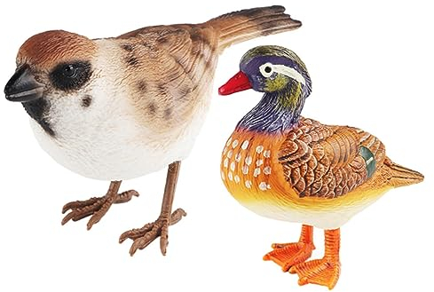 Amosfun 2st Feengartentiere Papageienskulptur Vögel-Baum-dekor Simulationsvogel Vogelornamente Vögel Figuren Künstliches Vogeldekor Lebensechtes Vogelmodell Baum Vogel Requisiten Plastik