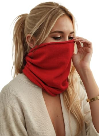 Prettystern Damen Herren Kaschmir Loop Schal Cashmere Schlauchschal feinstrick Schal Halstuch Schlauch-Schal Rot Weinrot