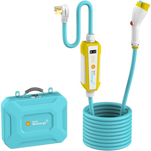 Shell Level 2 EV Ladegerät, 40A ETL Zertifiziertes Energy Star EV Ladegerät, Home/Outdoor Tragbare Ladestation Einstellbare aktuelle Zeitplan Zeit mit 7,6 m Kabeladapter für J1772 Elektroautos