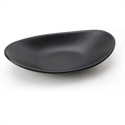 Grandes Assiettes Modernes 1 paquet assiette creuse ovale noir mat assiette à dîner cuisine Snack assiette fruits Dessert assiette Imitation porcelaine vaisselle Assiettes Empilables ( Color : 25.2cm
