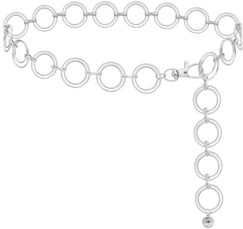 LIMHOO Chaîne de taille en métal pour femmes Ceinture à maillons en forme de ventre pour robes (Argenté 2 Grand)