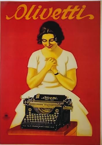 KUSTOM ART Dekoratives Poster Serie Werbung Retro Vintage Olivetti Schreibmaschine Kunstdruck auf beschichtetem Papier 42 x 30 cm Ohne Rahmen
