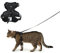 LucyBalu® Explorer Katzengeschirr mit Leine | ausbruchsicheres Katzengeschirr mit AirTag Fach | Katzen Brustgeschirr mit Katzenleine | Sicherheitsgeschirr mit Leine für Katzen | Schwarz XS/S