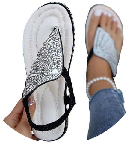 Onsoyours Sandales Femmes Été Confortable Plates Chaussures de Plage Boho Sandales Mules Été Nu Pieds Léger Douce Semelle Bout Ouvert Chaussures B Noir 43 EU
