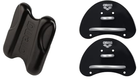 Arena Pull Kick II Swim Trainingshocker & Finger Paddle Elite Handpaddel für Schwimmer, Schwimmbad-Trainingszubehör, Schwimmbad-Paddel mit Verstellbaren Riemen, Unbedeckte Handfläche
