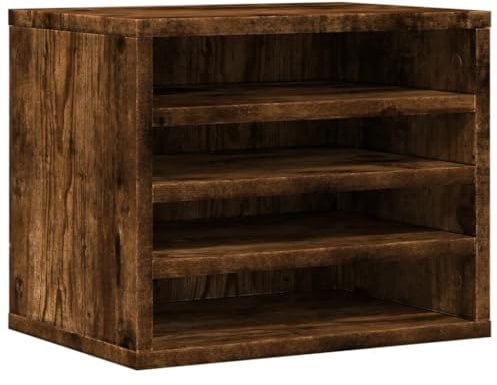 vidaXL Schreibtisch Organizer, Dokumentenablage mit Stauraum, Druckerhalter für Büro Zuhause, Briefablage Papierablage Büro-Organizer, Räuchereiche Holzwerkstoff