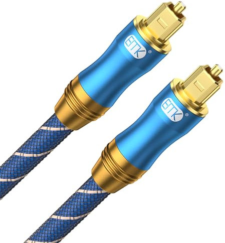 EMK 4M Digital Optical Audio Cable (Toslink S/PDIF) with 24K Gold-Plated Connectors - Compatible with Sound Bars, Blu-Ray Players & Home Theater Systems (Blue)