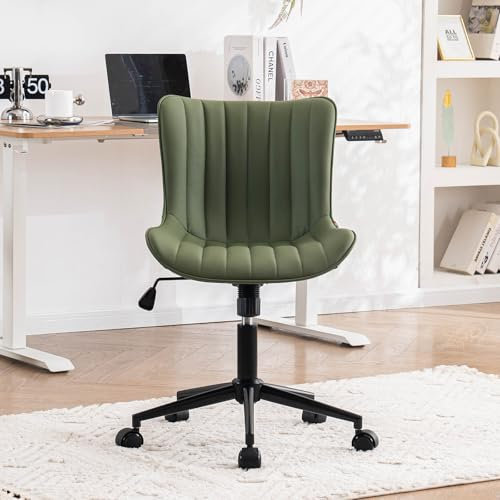 YOUTASTE Bürostuhl Ergonomisch, Schreibtischstuhl Höhenverstellbar, Bürostuhl mit PU-Leder & Rollen, Drehstuhl Wippfunktion, Computerstuhl 136 kg Belastbar, Olivgrün