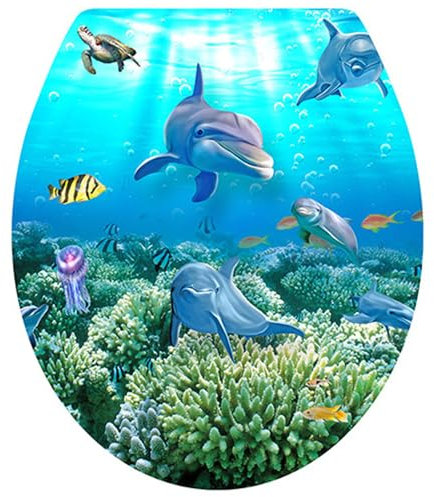Winhappyhome Toilettendeckel Aufkleber Delfin Schildkröte Fisch WC Aufkleber Badezimmer Dekoration Aufkleber