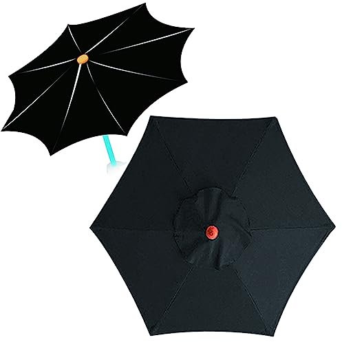 Grande housse de rechange pour parasol de marché, 300 cm, 8 baleines, imperméable et résistante aux UV, couleur noire