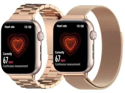 Confezione da 2 cinturini compatibili con Honor Watch 5, cinturino in acciaio inossidabile a rete metallica, cinturino di ricambio per Honor Watch 5, Misura unica, Alluminio, Cinturini compatibili con