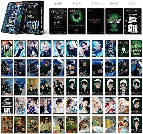 SZTVECFW 55 Stück Stray Kids Maniac Fotokarten Stray Kids Merch-Karten Stray Kids 2ND World Tour Maniac Albumkarten Stray Kids Mini-Fotokarten Geschenkfans