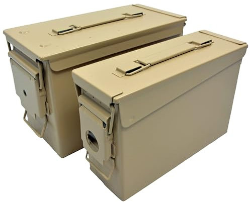 Munitionskisten, US Metall sandgelb (2er-Set Cal. 30/Cal. 50)