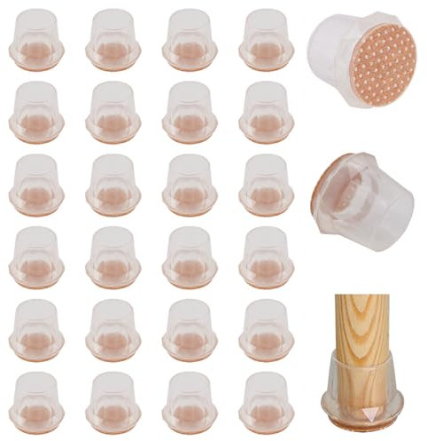 COEWUR 24 Pezzi Gommini per Sedie Rotondi con Feltro Piedini Trasparenti Feltrini per Sedie Cancellazione del Rumore (Applicabile Diametro: 32-41mm)