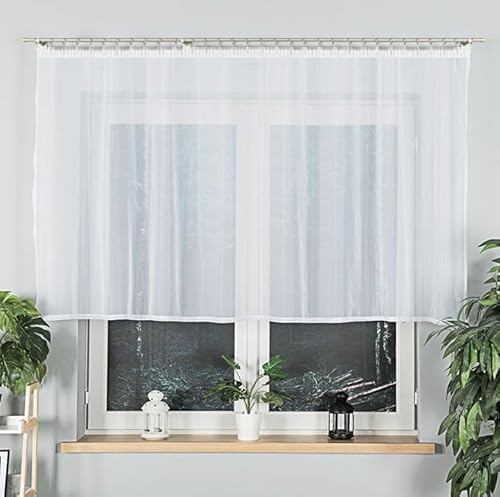 Gardinen Vorhangen Weiß Voile 250x100 cm (BxH) Voile-Gardine Kräuselband Wohnzimmer Küche Schlafzimmer Schiebevorhänge