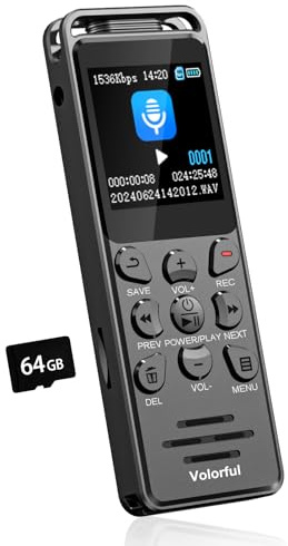 Volorful 70H 80GB Dictaphone Enregistreur Vocal