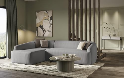 DOMO. collection Ecksofa Parika, L Couch, organische Form, Longchair Links, 296 x 196 x 81 cm (BxTxH), anthrazit