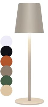 Coen Bakker LED Akku Tischlampe stufenlos dimmbar mit Touch IP44 3 Lichtfarben für Innen & Außen 27,5 x 7cm Tischleuchte Glatt Klein, Farbe:Sand