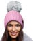 4sold Lady Bonnets Bonnet Fourré Hiver pour Femme Bonnet Tricoté et Gros Pompon Coloris Taille Unique Gold Circle Little Crystals (Rose)