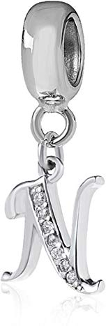 Buchstaben-Anhänger aus 925er-Sterlingsilber, für Pandora-Armbänder, Polyester