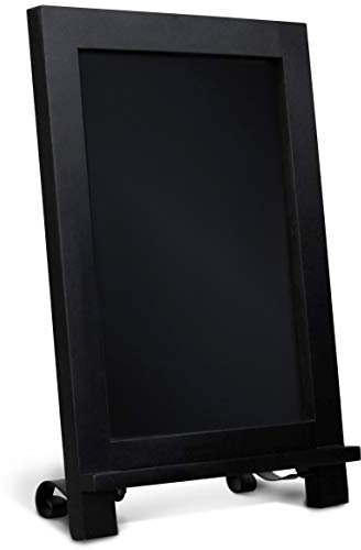 HBCY Creations Tableau noir de table en bois noir avec pieds/panneau de table de mariage vintage/petit tableau mémo de comptoir de cuisine/cadre en bois antique