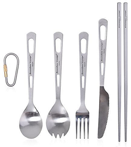 Boundless Voyage Ultra Light Titanium Camping Cutlery Set 5 Pcs