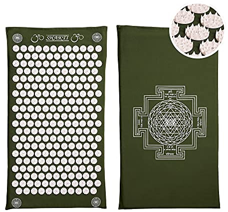 ShaktiMat [Das Original seit 2007] Akupressurmatte zur Entspannung für Rücken, Nacken, Füße, Ethische Handarbeit, GOTS-zertifizierte Bio-Baumwolle, Grün