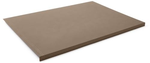 Eglooh - Urania - Gewinkelte Schreibtischunterlage Leder Taubengrau cm 90x60 - Innenseele aus Stahl mit L-geformtem Vorderprofil, handwerkliche Nähten und rutschfester Boden - Made in Italy