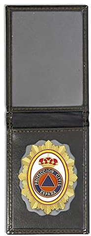 Cartera + Placa Protección Civil | Cartera de Polipiel identificativa con Chapa/Insignia para decoración, coleccionismo y atrezzo