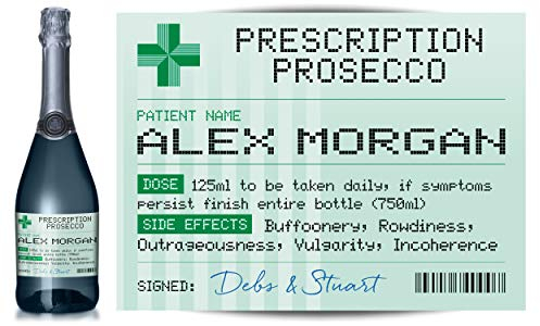 TigerMill Publishing Personalised Prescription Label Suitable for Champagne orProsecco Bottles – Fun Birthday Gift idea