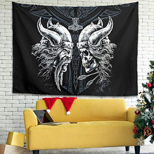 Firelife Wikinger Odin Wandteppich Wandbehang Tuch Wandtuch Tapestry Wall Hanging Tapisserie Wanddeko für Schlafzimmer Wohnzimmer Stranddecke Tischdecke