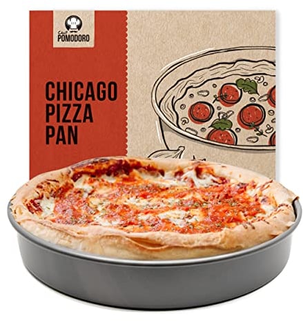 Chef Pomodoro Bandeja Pizza Horno Estilo Chicago 30 cm - Bandeja Horno Aluminio Anodizado Duro - Bandeja Horno Redonda para Deep Dish Pizza con Pre Tratamiento de la Superficie - Molde Pizza Horno