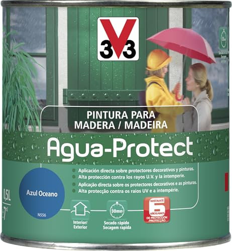 V33 PINTURA MADERA AGUA PROTECT SATINADO AZUL OCEANO 0,5L