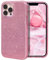 MILPROX iPhone 13 Pro Hülle Glitzer Schutzhülle Bling DREI-Schicht-Hybridstruktur Slim Kristallklar schützende Hülle kompatibel mit iPhone 13 Pro 6.1 - Pink