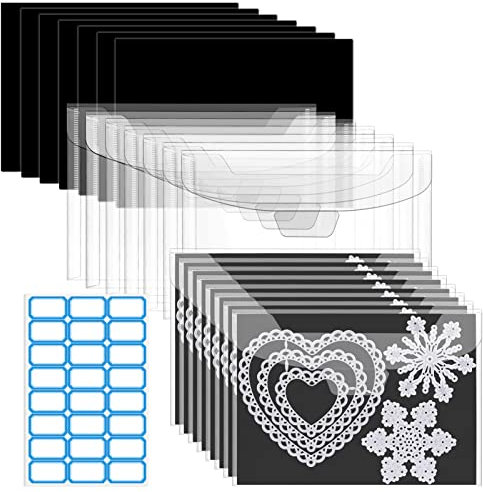 Csyidio 30 PCS Clear Stamp and 1mm Thickness Die Storage Pockets with Rubber Magnetic Sheets Resealable Plastic Storage Pocket Large Envelope Case Cut