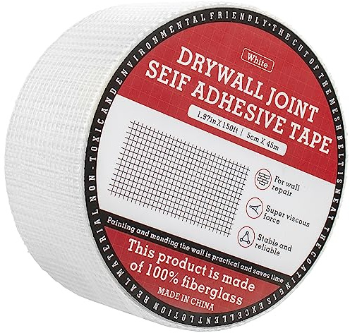NEZUIBAN Drywall Joint Tape, Fiberglass Mesh Tape for Drywall Repair,1.97“×150 Ft Self-Adhesive Drywall Mesh Tape for Sheetrock Crack Repair