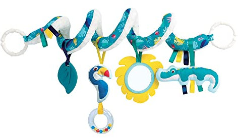 LUDI — Croco Activity Spiral — Spiel zum Erwachen des Babys — von Geburt an — entwickelt Berührungen, Feinmotorik und Wohlbefinden — für Autositz, Kinderwagen, Kuschelbett