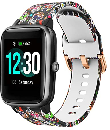 FuzeDa Armband Kompatibel mit ID205L, 19mm Quick Release Klassisches weiches Silikonersatzband für ID205S ID205G ID215G ID216 SW020 SW023 WF021 WF025 Uwatch3 Ufit GT Smartwatch