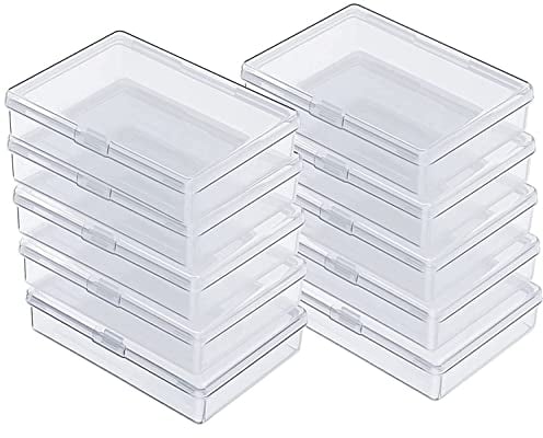 GUUZI 10 Stück Rechteckig Transparent Mini-Aufbewahrungsbox aus Kunststoff mit Deckel für Kleine Gegenstände, Außengröße: 9,5cm×6,2cm×1,3cm,Innengröße: 9,2cm×5,9cm×1,1cm