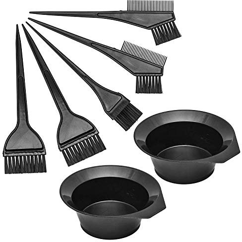 Hair Color Brush and Bowl Set, Hair Color Brush Mixing Bowl Kit, for Hair Dying Coloring Applicator, 7 Piece Set