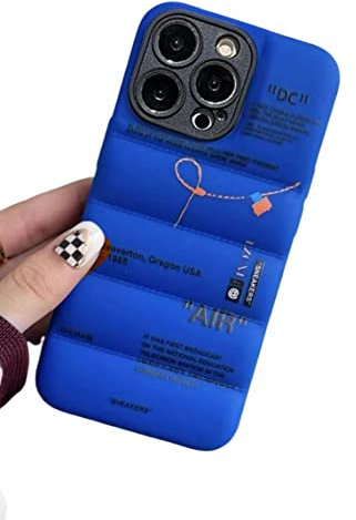 IAIYOXI Puffer Case with Sports Shoes Brand Design for iPhone 7/8/SE2020/SE2022,Sneakers Ins White or Black Label Soft Cover-Blue Puffy Cover for iPhone 14 13 12 11 Pro Max Plus X XS XR 7 8 (Blue)