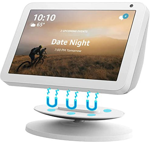 Miimall Compatible with Echo Show 5 (2nd Gen/1st Gen) Stand, Swivel & Tilt, Rotatable Adjustable Stand, Anti-Slip Smart Speaker Base Mount Accessories for Echo Show 5 2nd Gen-White