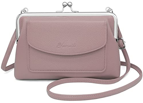 HNOOM Handy Umhängetasche Damen Kleine Umhängetasche PU Leder Handytasche zum Umhängen Crossbody Schultertasche Abendtasche Handtasche mit Kartenschlitz Verstellbar Abnehmbar Schultergurt (Rosa)