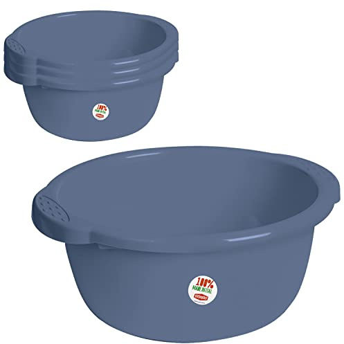 4x Schüssel 14L rund Ø40x18cm Blau Küchenschüssel Kunststoff Fußbad Pflege