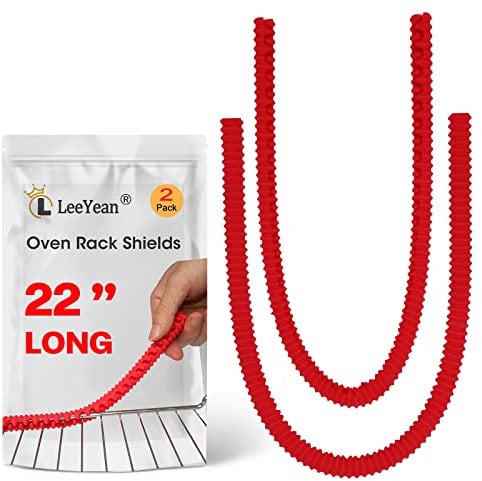Extra Long Oven Rack Shields 22 Inch, 2 Pack Heat Resistant Oven Guards for Racks, Food Grade Silicone Oven Rack Edge Protector, Full Length Fit on Standard-Sized Ovens, Prevents Hand and Arm Burns