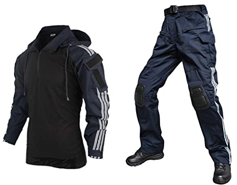 CZMYCBG G3 Kampfuniform-Set Militär Taktisch mit Knieschoner für Männer Taktisch Jagd Einheitliches Set Paintball-Ausrüstung (Color : Navy Blue, Size : XXL)