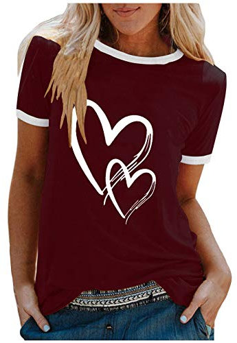 MJGkhiy Magliette Donna Manica Corta Offerte Larghe Stampate con Girocollo Stampa Base Tee Bluse Palestra Yoga T Shirts Casual Camicie Bluse Tunica Maglia Donna Elegante Lunga Estiva