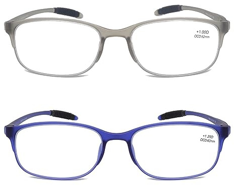 Mcoorn Lesebrille Flexibel Leicht für Damen Herren (2er pack) mit Etui, Anti Blau Entspiegelt