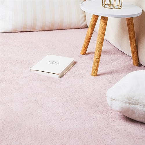 ZWPILY Hochflor Teppich, Einfarbig, Flauschiger Langflor Teppich, Shaggy Flokati, Rechteckig, Pflegeleicht, Wohnzimmerteppich - Fellteppich - Modern Kunstfell Carpet für Schlafzimmer,Rosa,160x230 cm