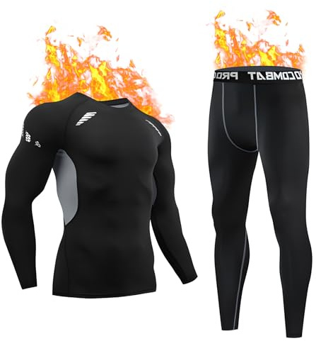 Lishang Thermounterwäsche Herren Funktionsunterwäsche Skiunterwäsche Winter Thermo Unterwäsche Männer Winter Thermounterhose Innenfleece Atmungsaktiv Warm für Joggen Radfahren Skifahren Fahrrad